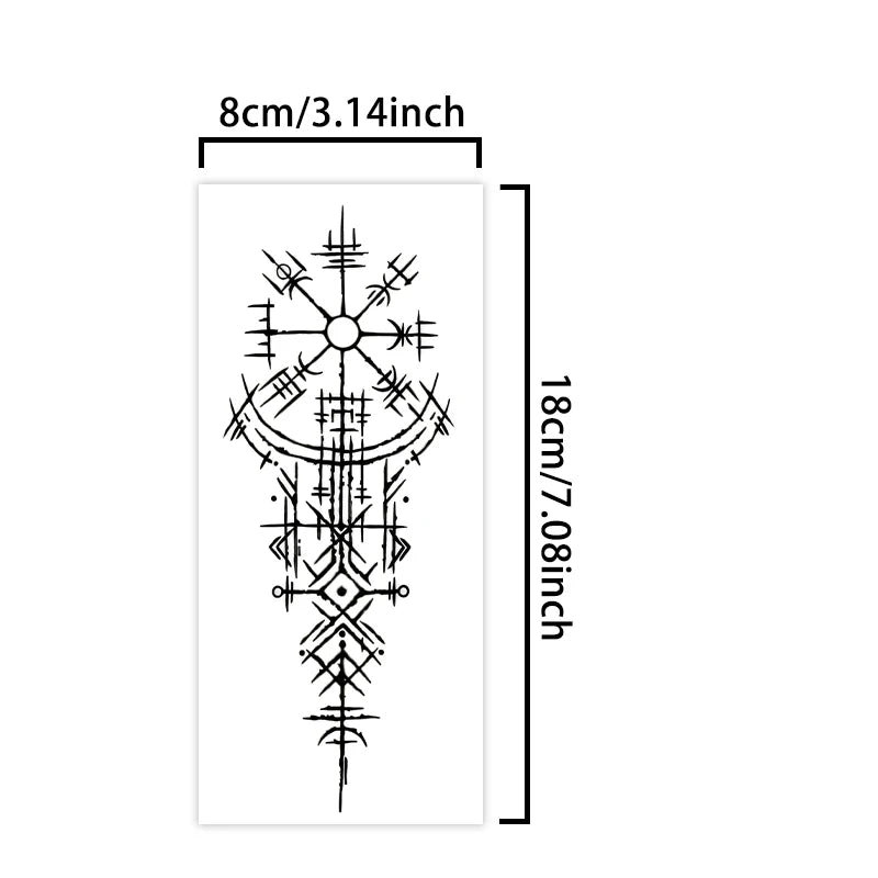 Viking Runes Geometric Temporary Tattoo Sticker (1Pc)