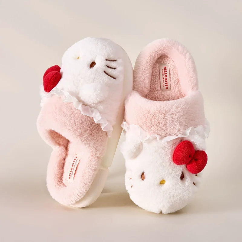 Cozy Hello Kitty Plush Home Slippers