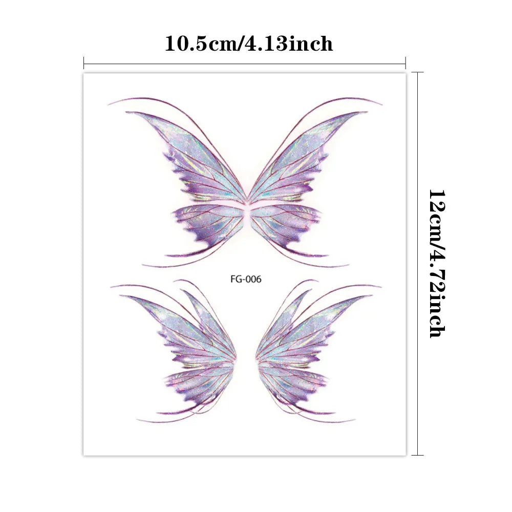 Glitter Eye & Butterfly Wing Temporary Tattoo Sticker (1Pc)