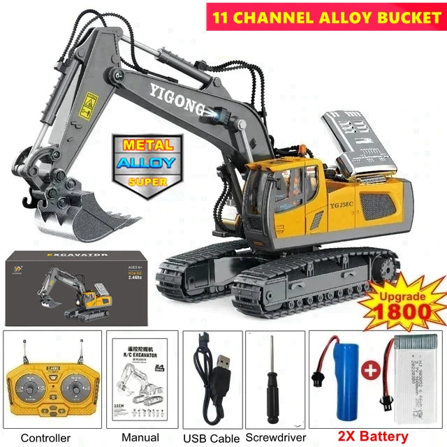 4WD Remote Control Excavator & Dump Truck – Alloy Construction RC Vehicle