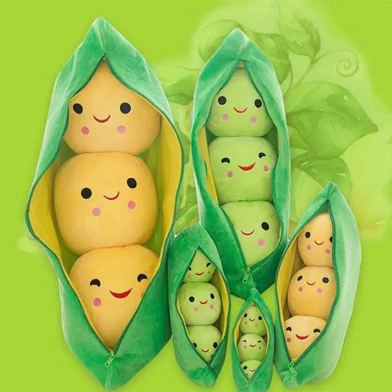 25CM Kawaii Plush Pea Doll – Soft Stuffed Toy & Pillow for Kids