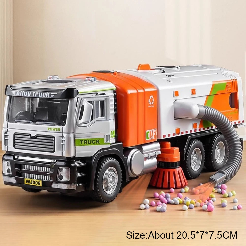 1:50 Electric Garbage Truck Model – Alloy Diecast Engineering Vehicle with Light & Sound