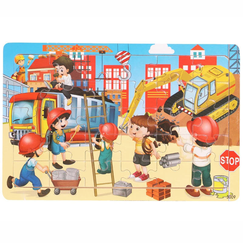 Cartoon Animal & Vehicle Puzzle