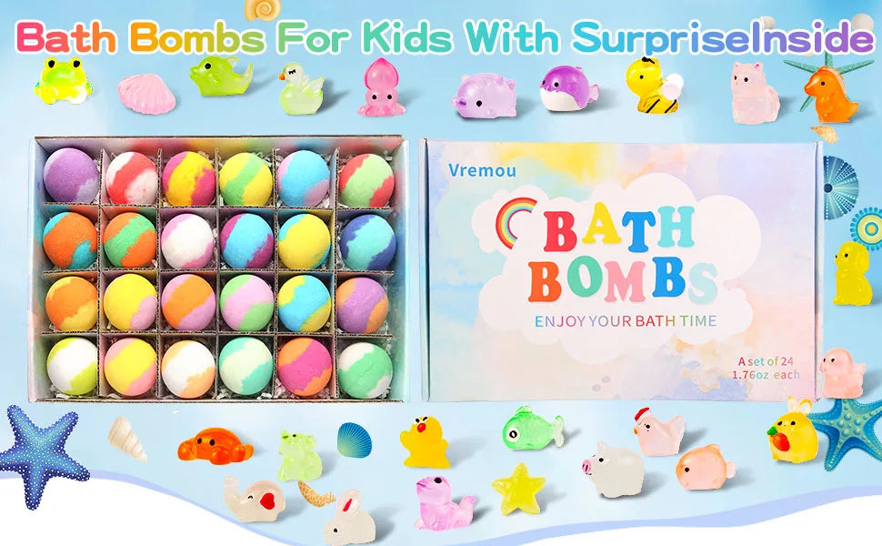 24-Pack Kids Surprise Bath Bombs