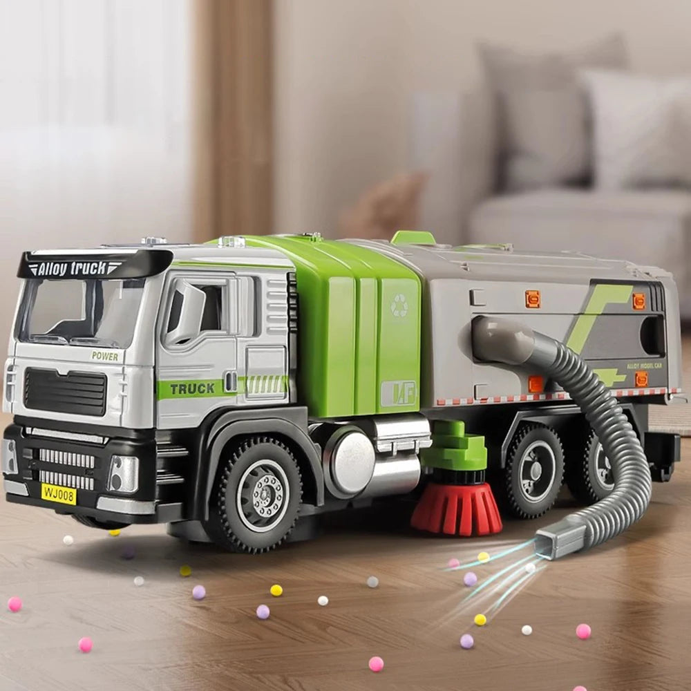 1:50 Electric Garbage Truck Model – Alloy Diecast Engineering Vehicle with Light & Sound