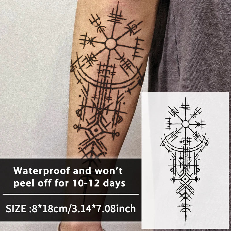 Viking Runes Geometric Temporary Tattoo Sticker (1Pc)