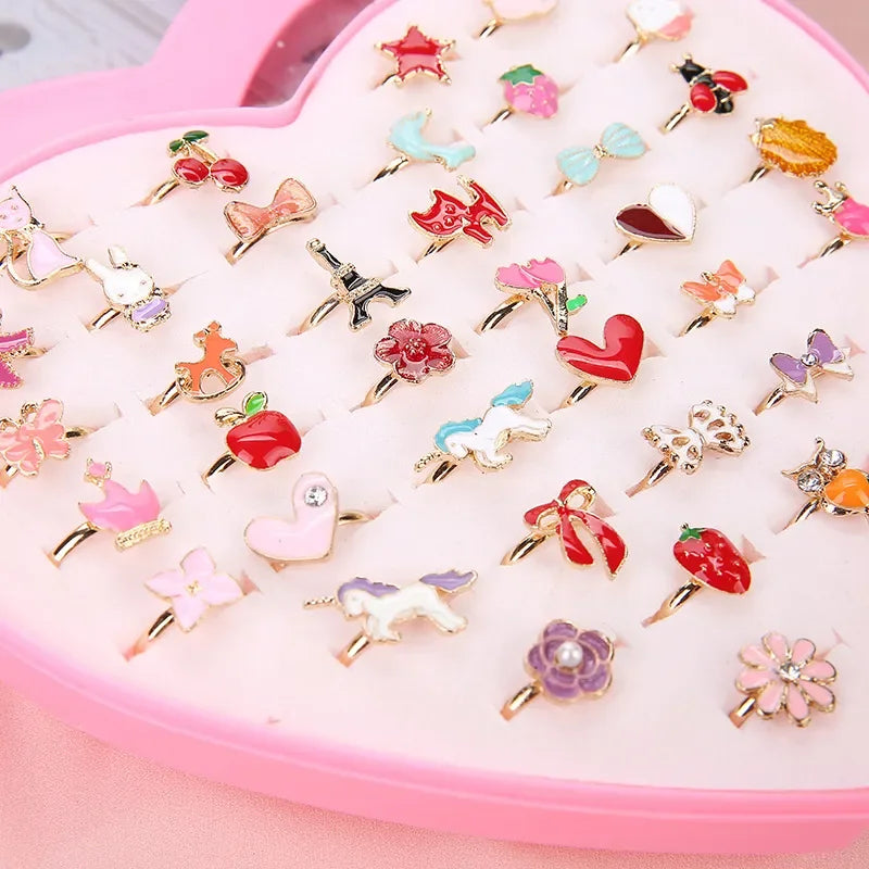 Cute Adjustable Rings for Kids – Pretend Play Jewelry Set