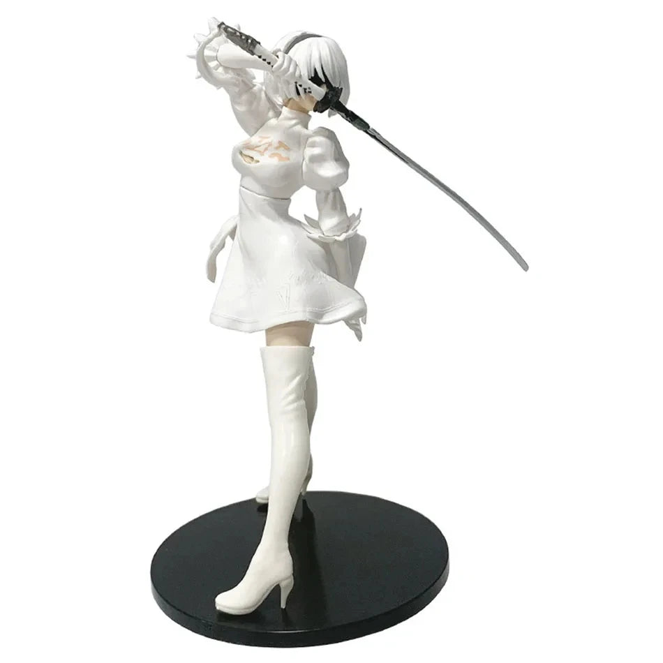 18CM Yorha 2B Anime Figure – Black & White PVC Collectible Model