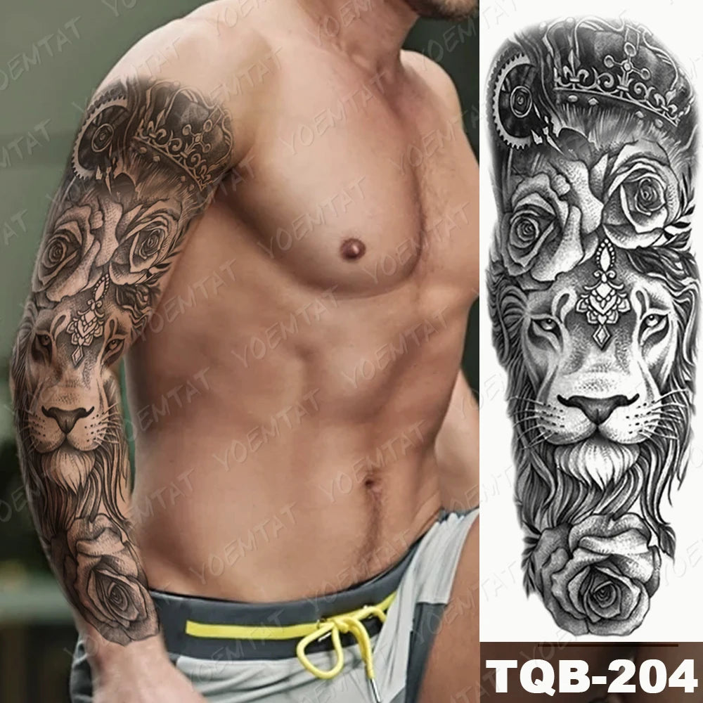 Dark Style Full Arm Temporary Tattoo Sticker (1Pc)