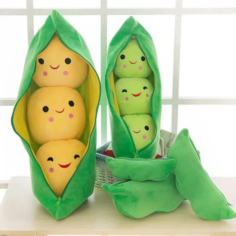 25CM Kawaii Plush Pea Doll – Soft Stuffed Toy & Pillow for Kids
