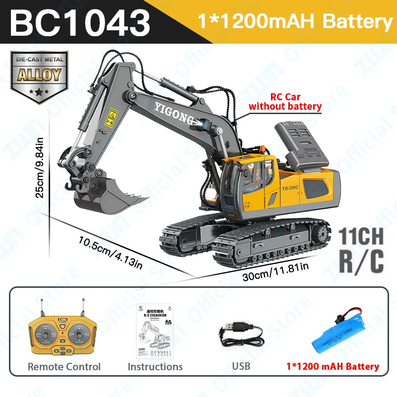 ZWN RC Excavator Dump Truck – 1:24 Remote Control Construction Vehicle