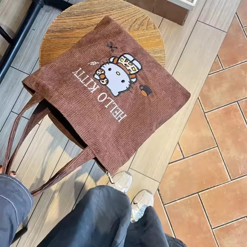 Cute Hello Kitty Corduroy Shoulder Bag