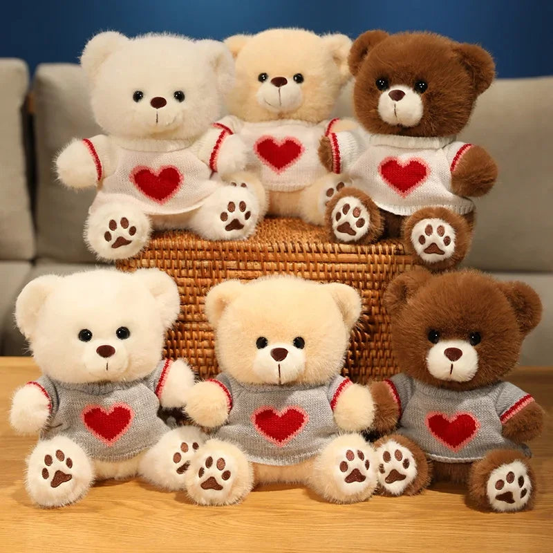 Heart Sweater Teddy Bear Plush – 20cm Adorable Cuddle Companion