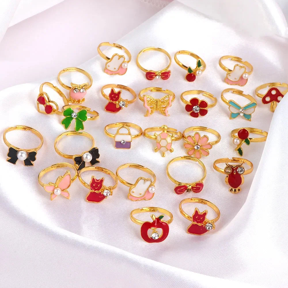 Cute Adjustable Rings for Kids – Pretend Play Jewelry Set