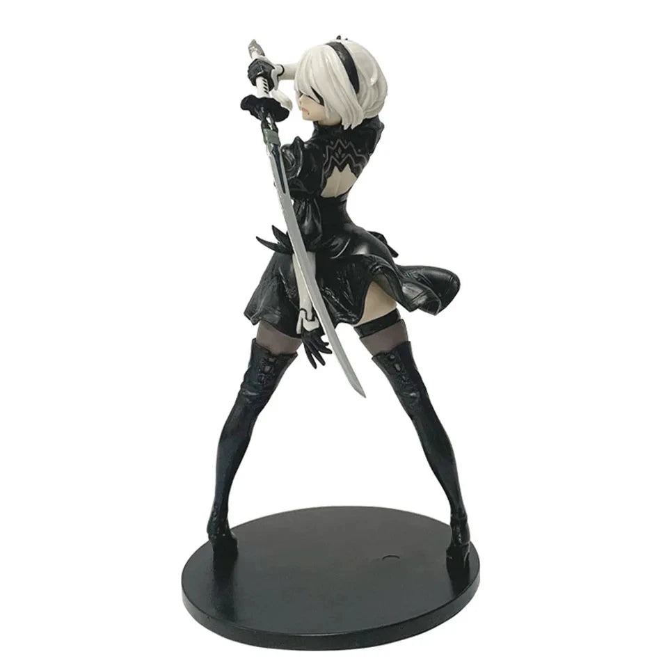 18CM Yorha 2B Anime Figure – Black & White PVC Collectible Model