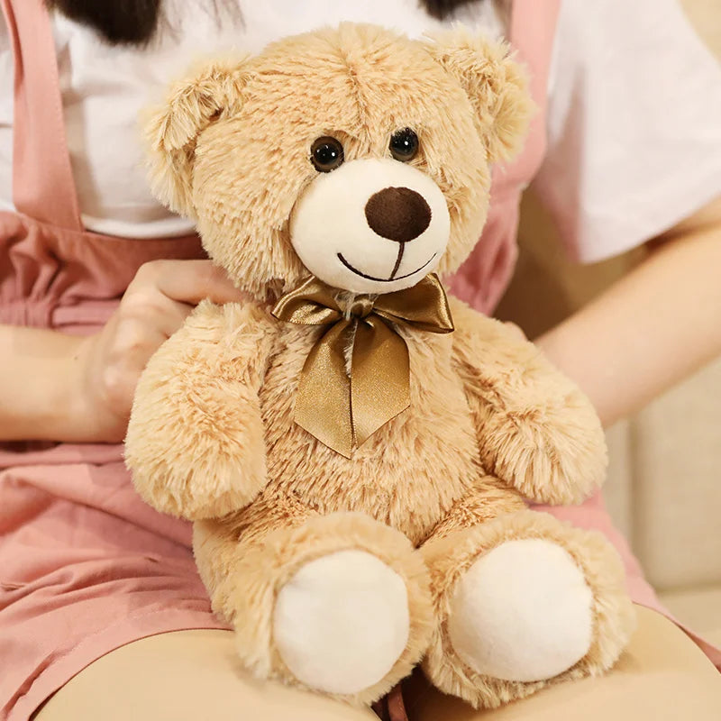 Colorful Bow Tie Teddy Bear Plush – 35cm Soft Hugging Companion