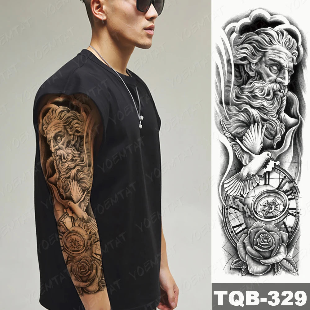 Dark Style Full Arm Temporary Tattoo Sticker (1Pc)