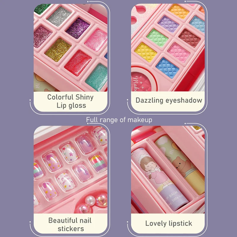 Kids Makeup Kit for Little Girls – 49-Piece Washable Makeup Set with Cosmetic Case