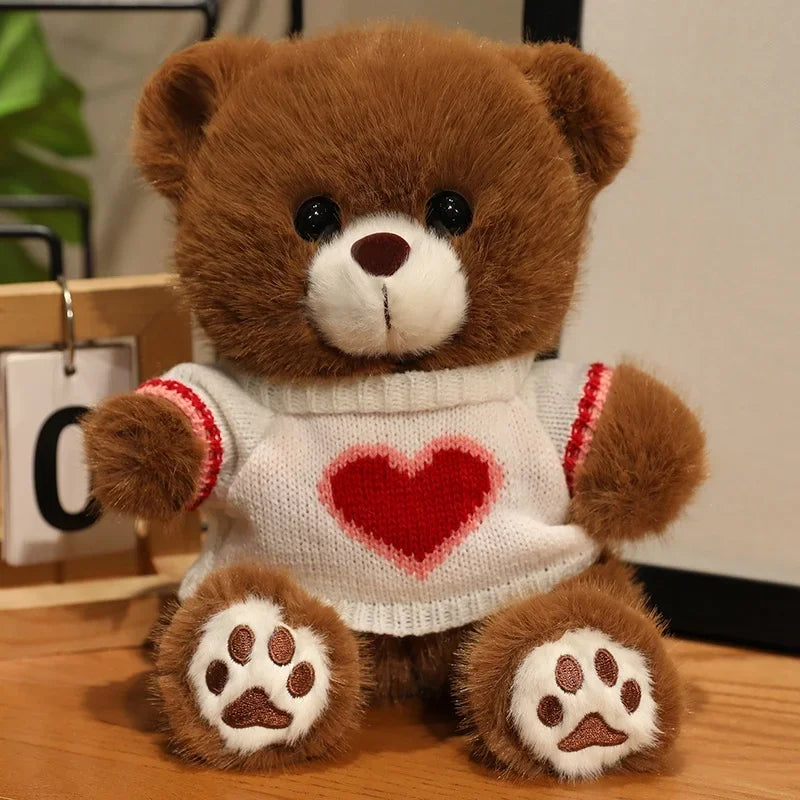 Heart Sweater Teddy Bear Plush – 20cm Adorable Cuddle Companion