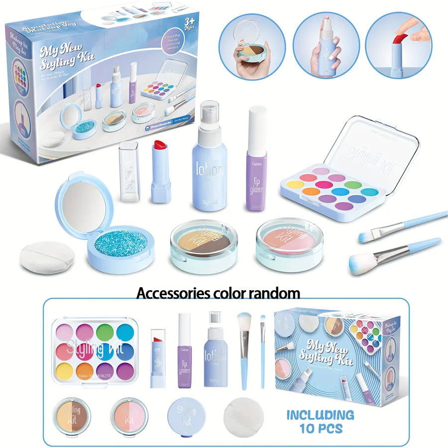 Children's Makeup Toy Set – 10-Piece Simulated Beauty Makeup Box (Non-Toxic & Safe)