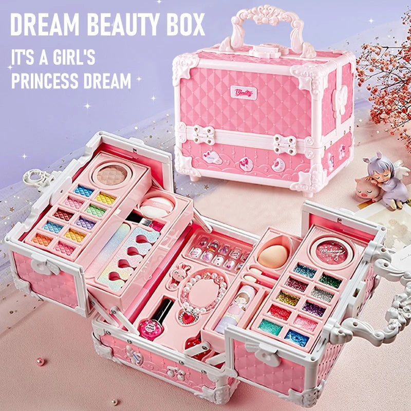 Kids Makeup Kit for Little Girls – 49-Piece Washable Makeup Set with Cosmetic Case