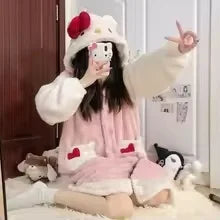 Hello Kitty Coral Velvet Bathrobe