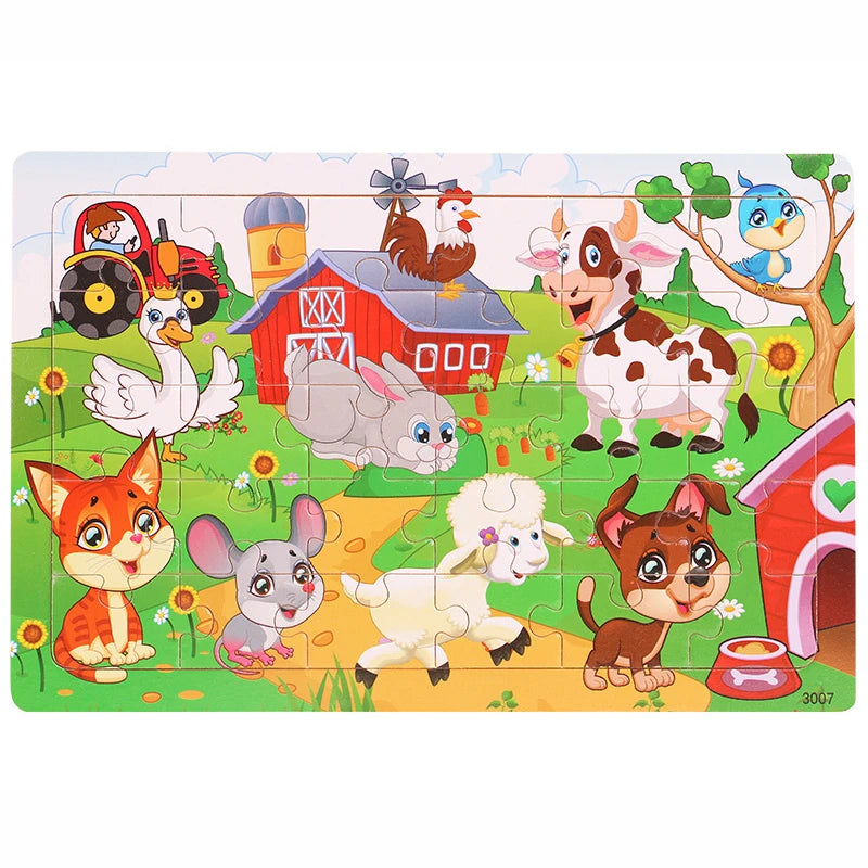 Cartoon Animal & Vehicle Puzzle