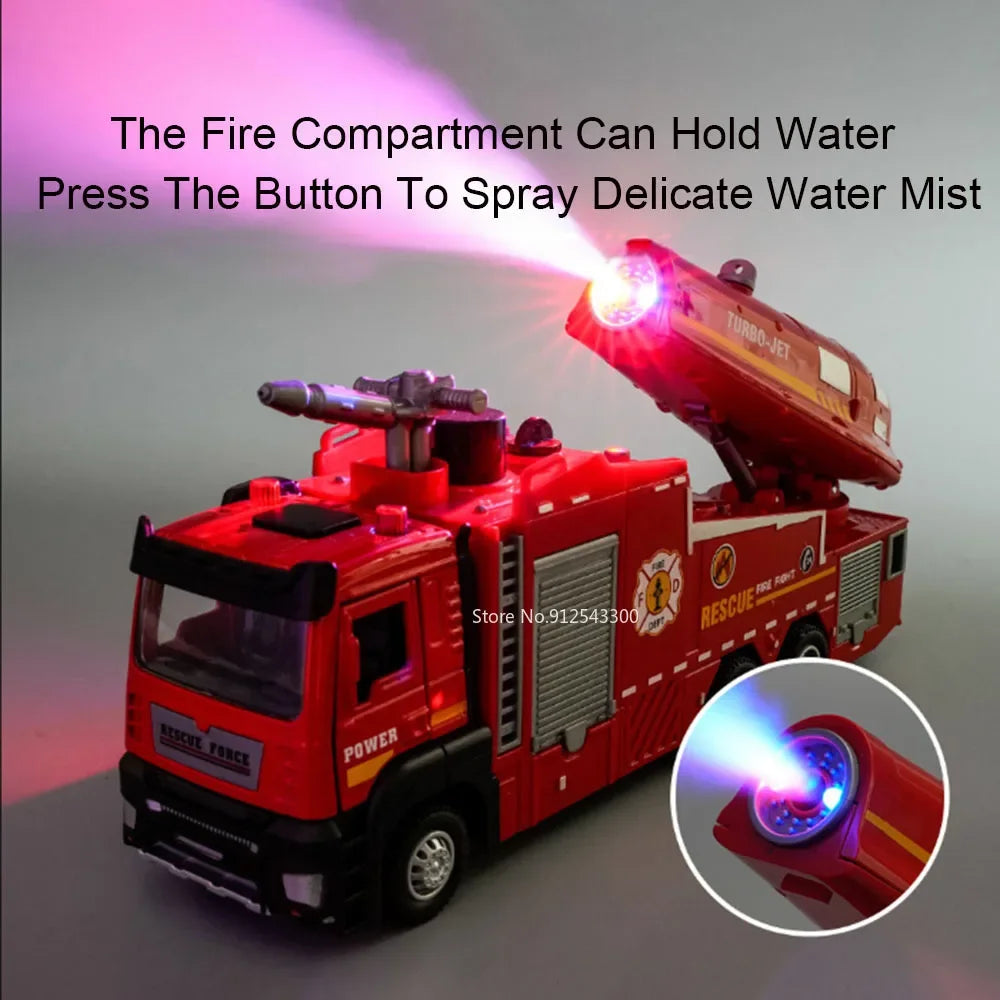 1:32 Fire Truck Model – Water Spray Ladder Truck with Sound & Light