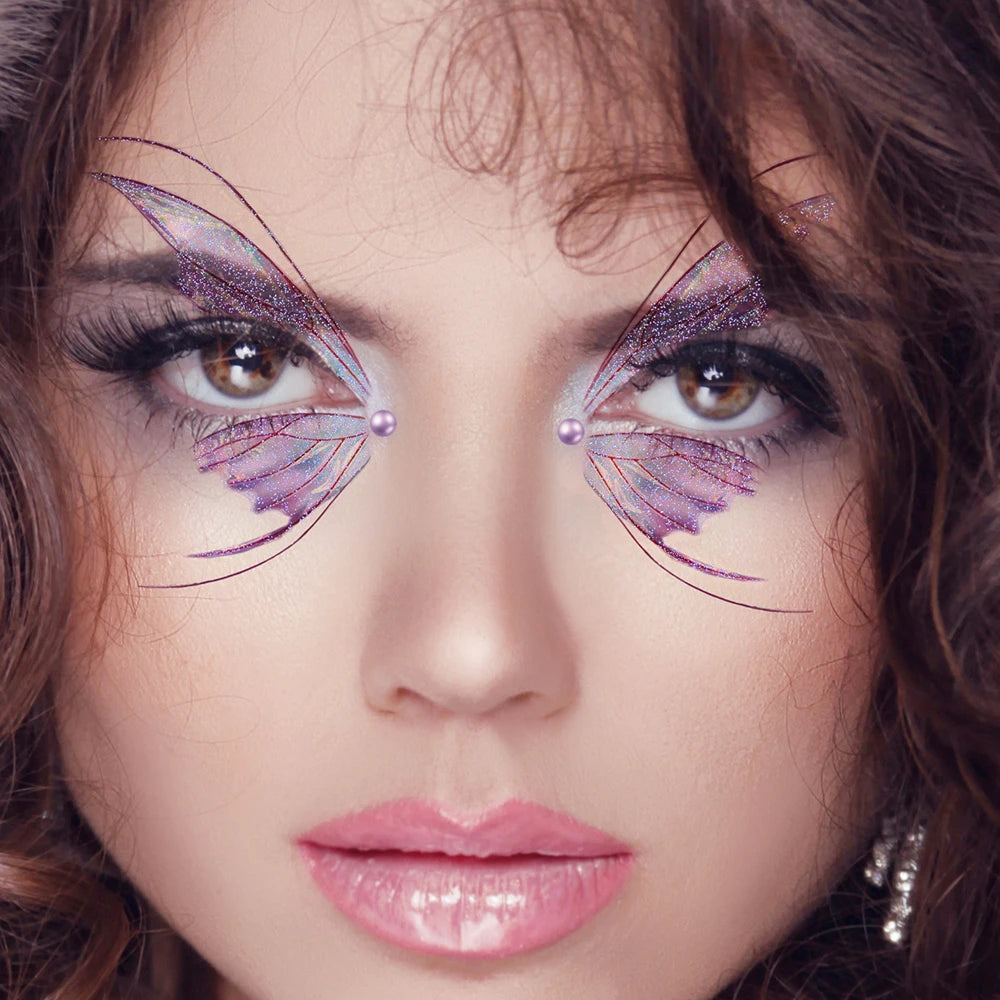 Glitter Eye & Butterfly Wing Temporary Tattoo Sticker (1Pc)