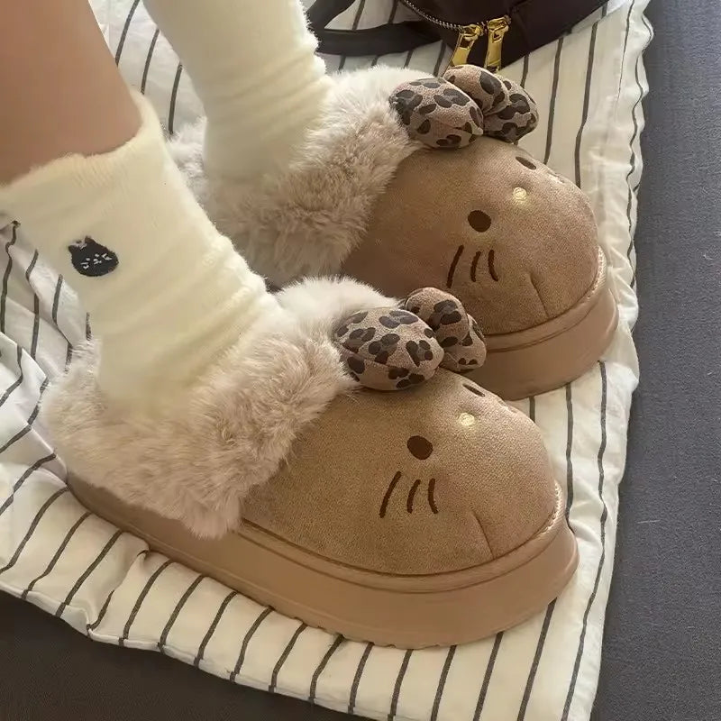 Cozy Hello Kitty Plush Home Slippers