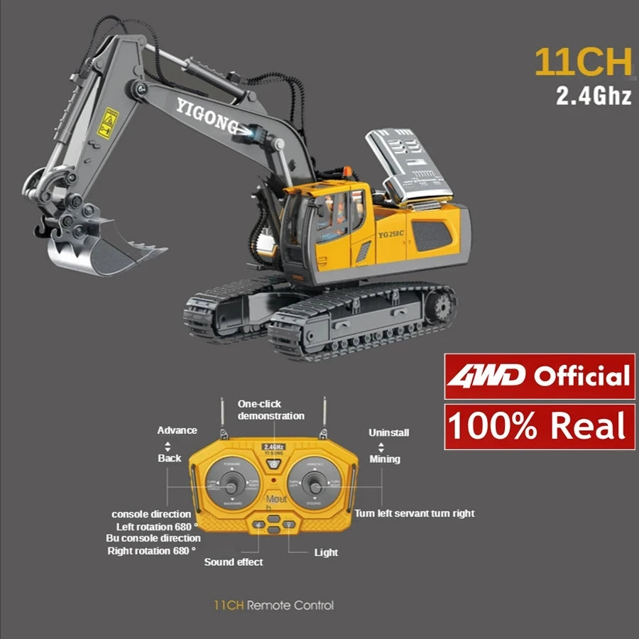 4WD Remote Control Excavator & Dump Truck – Alloy Construction RC Vehicle