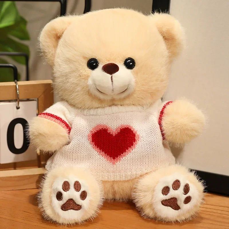 Heart Sweater Teddy Bear Plush – 20cm Adorable Cuddle Companion