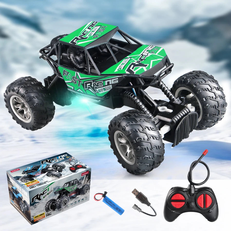 4-Way RC Off-Road Climbing Car – Remote Control Truck with LED Lights