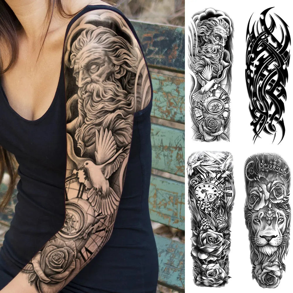 Dark Style Full Arm Temporary Tattoo Sticker (1Pc)
