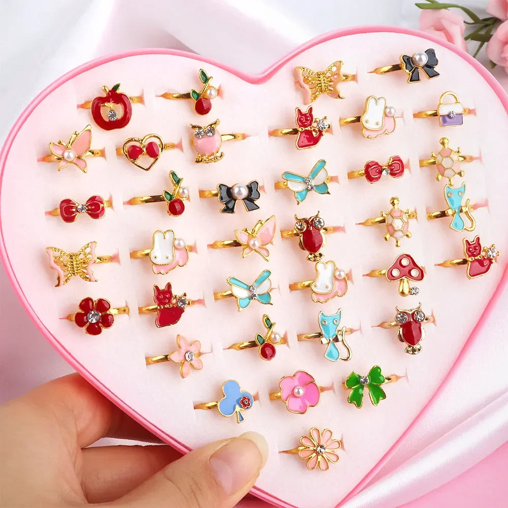 Cute Adjustable Rings for Kids – Pretend Play Jewelry Set