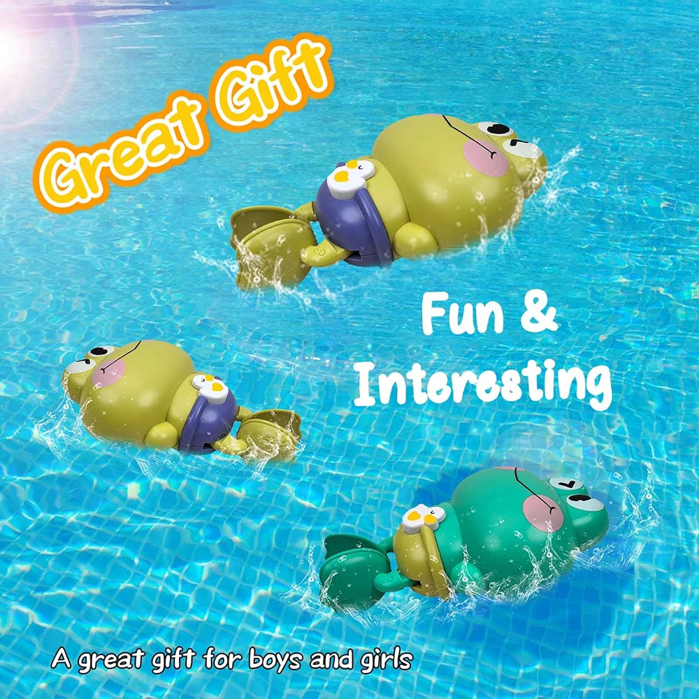 Wind-Up Swimming Frog Bath Toy (1Pc)
