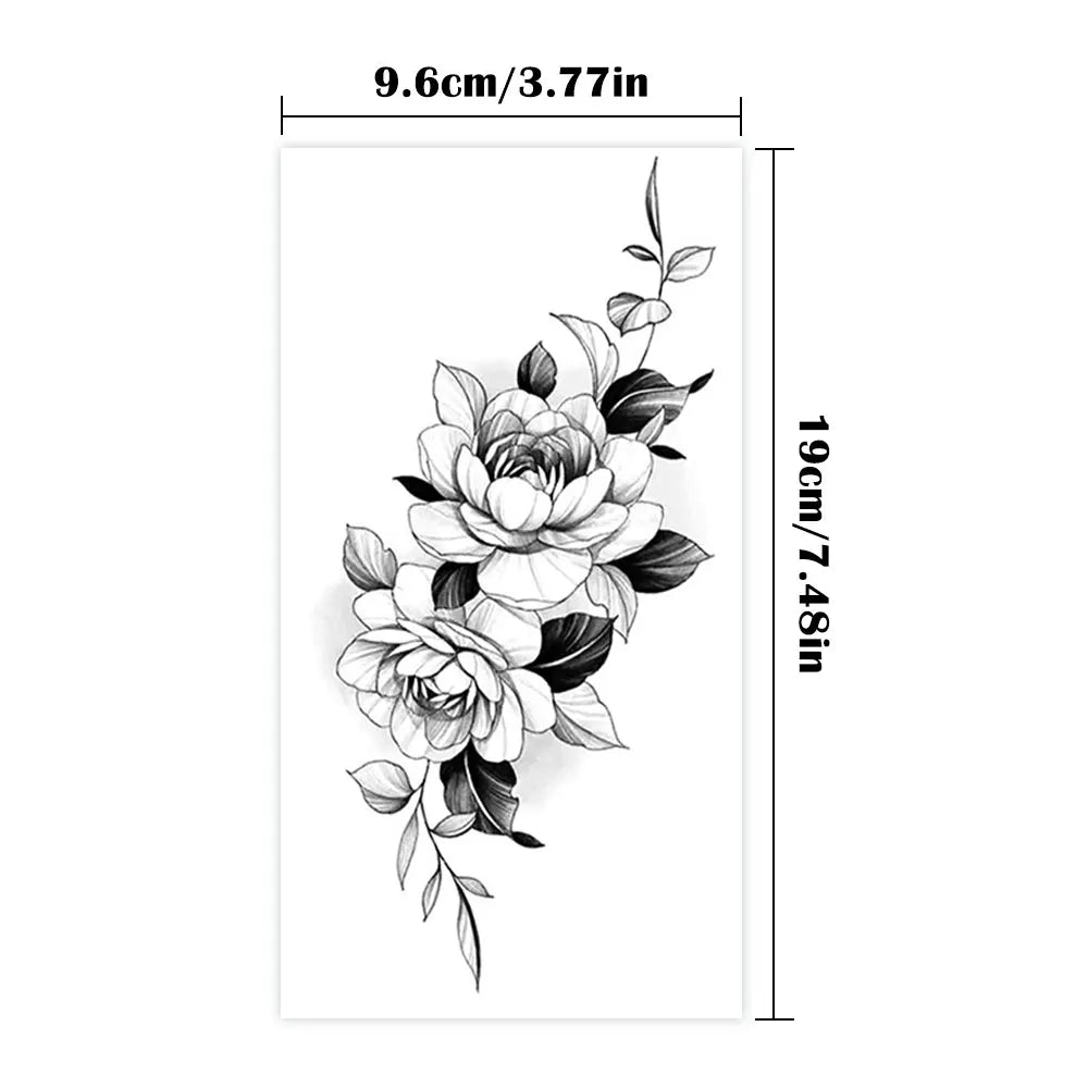 Floral Geometric Temporary Tattoo Sticker (1Pc/4Pc)