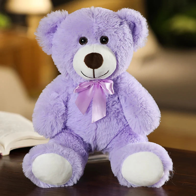 Colorful Bow Tie Teddy Bear Plush – 35cm Soft Hugging Companion