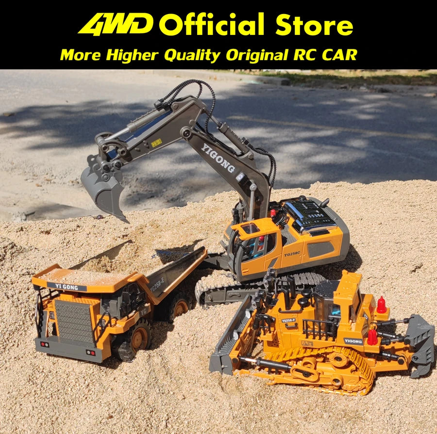 4WD Remote Control Excavator & Dump Truck – Alloy Construction RC Vehicle