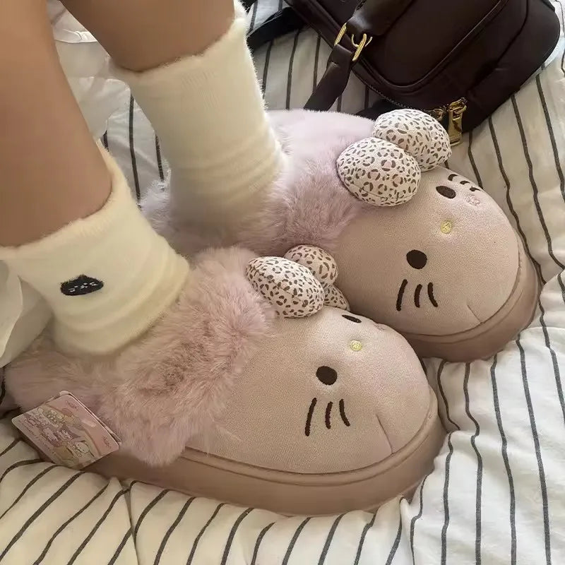 Cozy Hello Kitty Plush Home Slippers