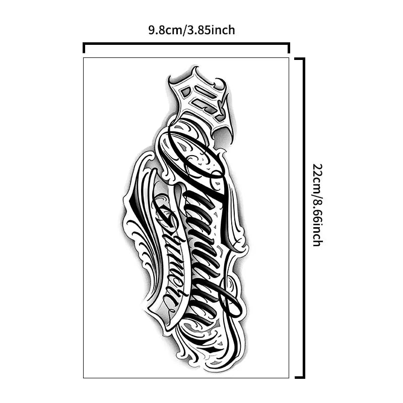 Handwritten Font Temporary Tattoo Sticker (1Pc)