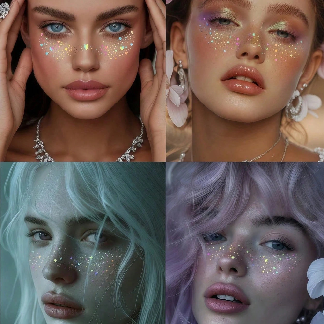 ✨ Glitter Freckles Holographic Temporary Tattoo Stickers (1/6 Sheets)