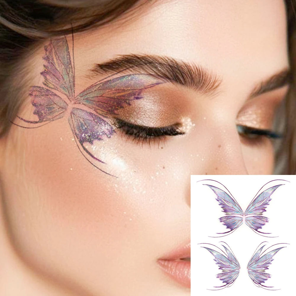Glitter Eye & Butterfly Wing Temporary Tattoo Sticker (1Pc)