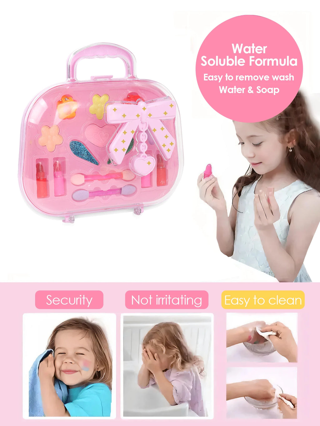 Princess Make Up Box – Washable Pretend Play Cosmetics Handbag Toy for Kids
