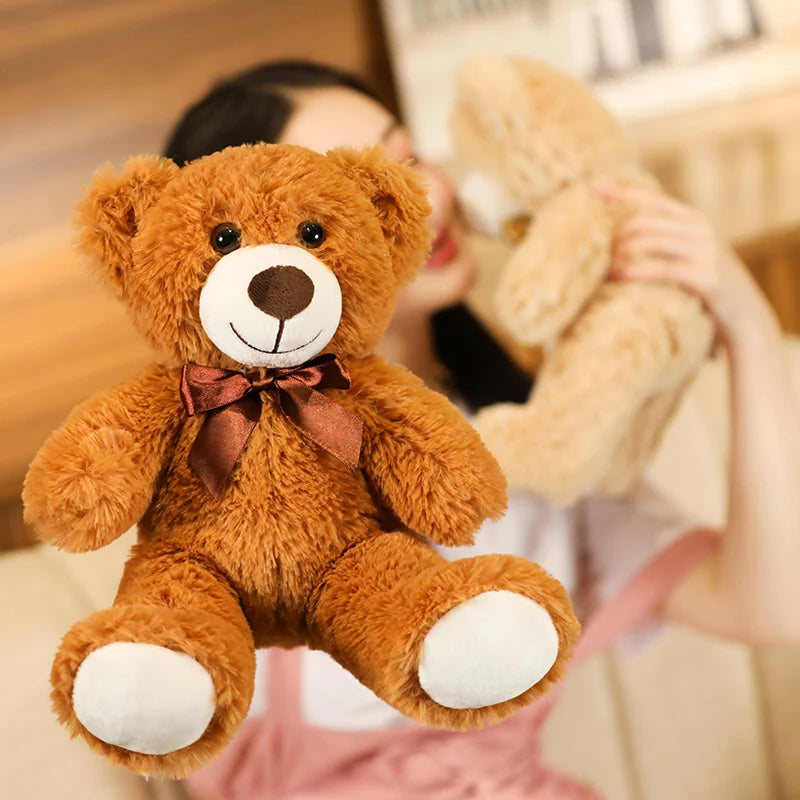 Colorful Bow Tie Teddy Bear Plush – 35cm Soft Hugging Companion