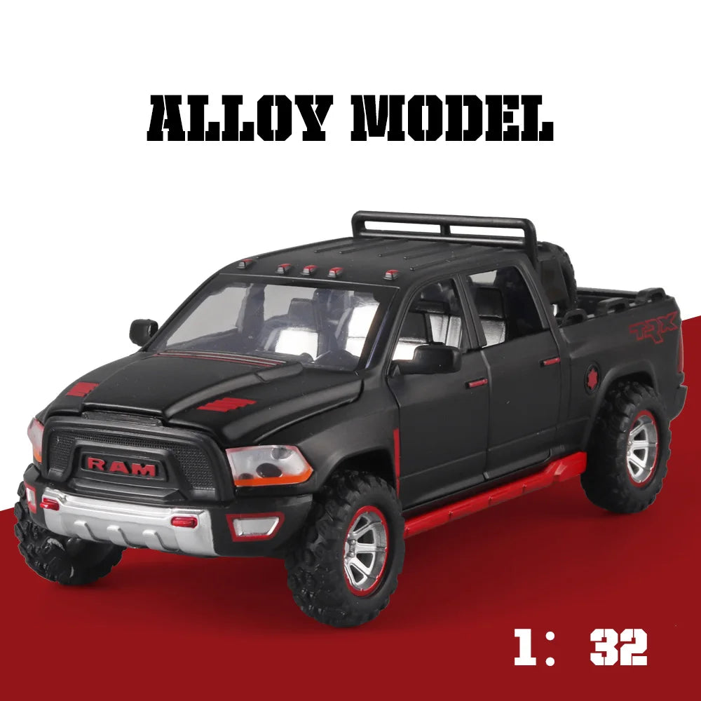 1:32 RAM Pickup Truck Alloy Model – Sound, Light & Pull-Back Action Toy for Kids