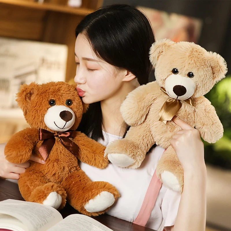 Colorful Bow Tie Teddy Bear Plush – 35cm Soft Hugging Companion