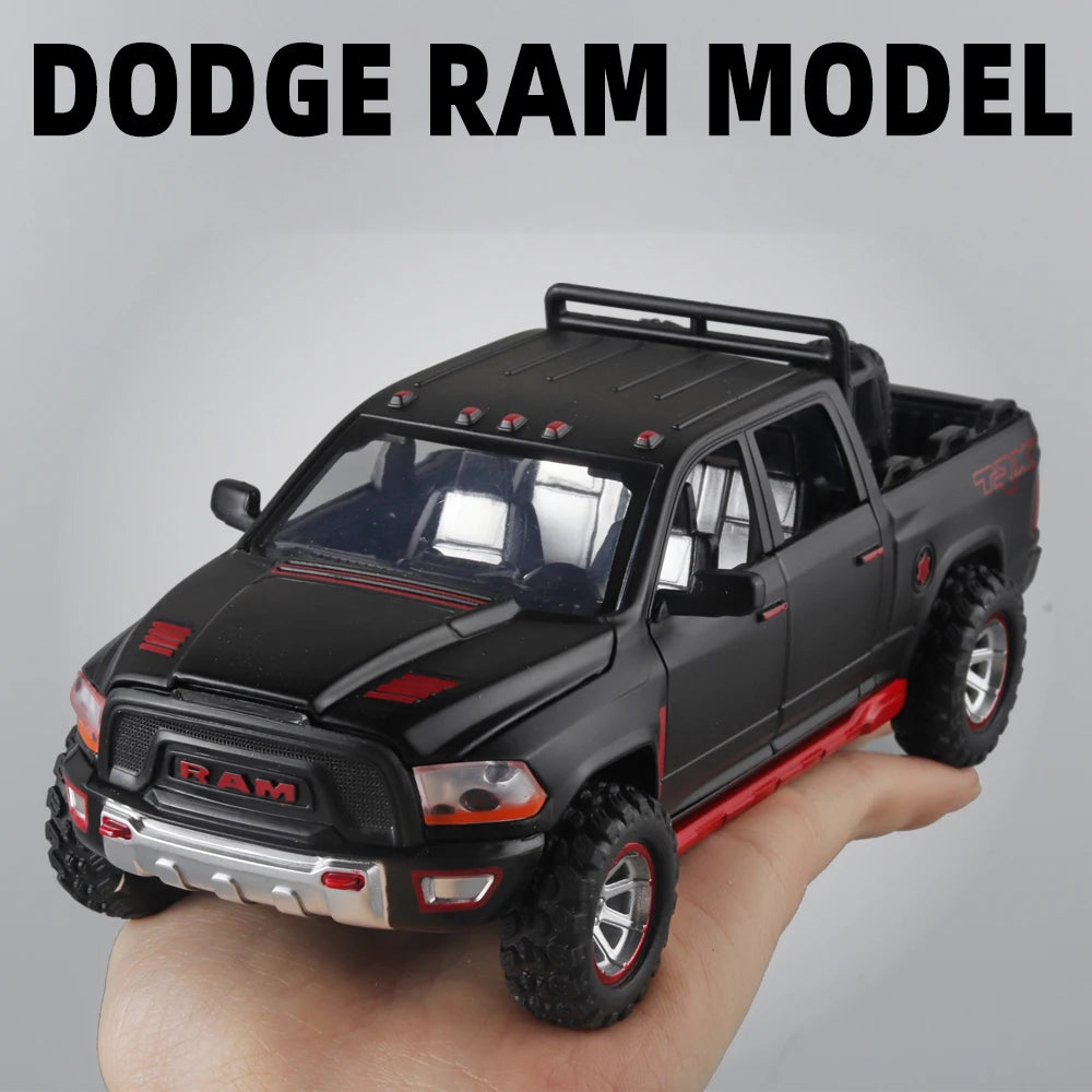 1:32 RAM Pickup Truck Alloy Model – Sound, Light & Pull-Back Action Toy for Kids