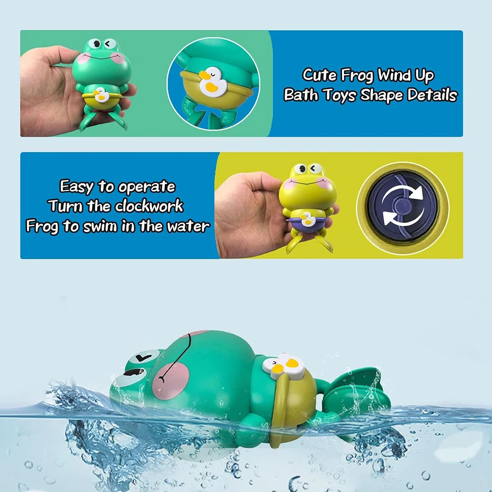 Wind-Up Swimming Frog Bath Toy (1Pc)