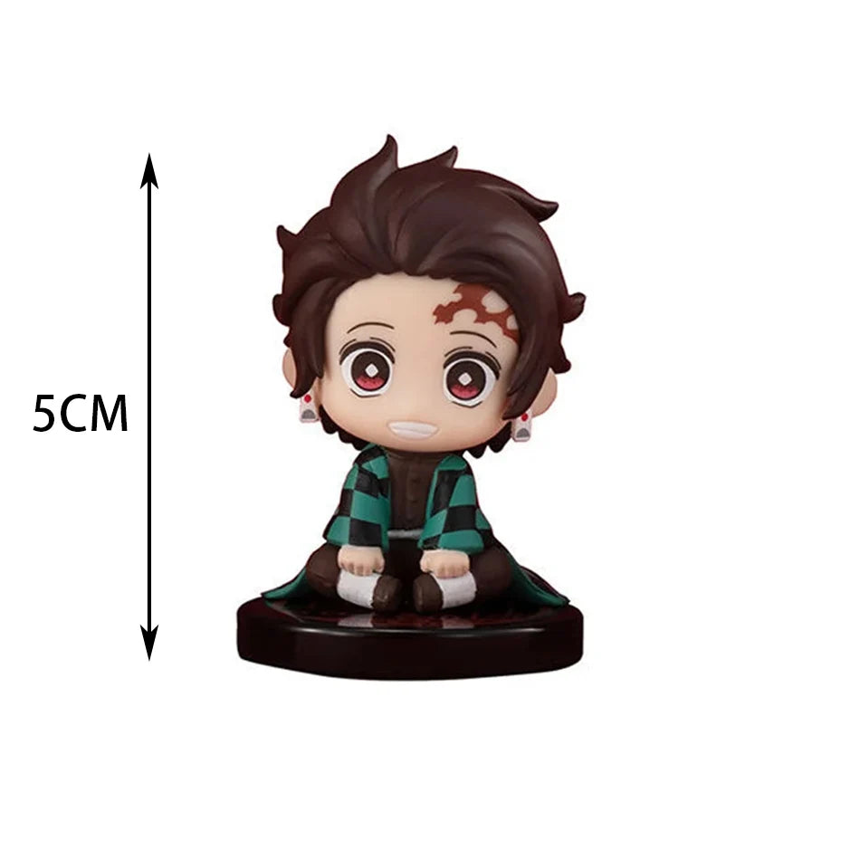 Demon Slayer Q-Version Sitting Ghost Dolls – Tanjiro, Nezuko, Inosuke & Zenitsu Mini PVC Figures